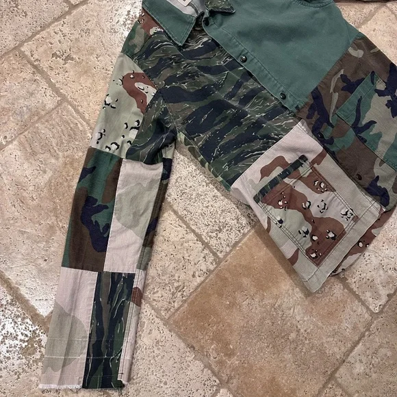 Gallery Dept Camo Print Patchwork Twill Button Up Shirt Jacket
